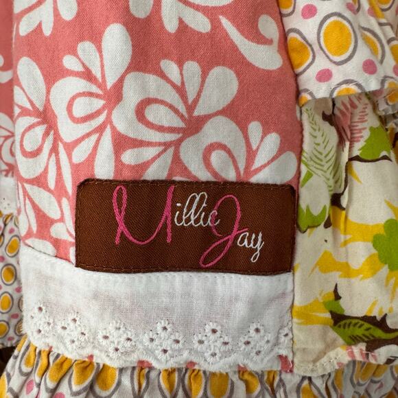 MILLIE JAY Dress 10 Girls Long Sleeve Floral Striped Tiered Ruffled Eclectic - Picture 6 of 7